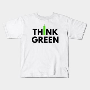 Think Green (Candle Stick) Black Kids T-Shirt